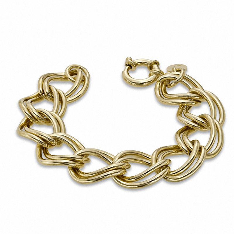 Elegance d'Italia 22mm Double Link Bracelet in Bronze with 14K Gold Plate - 8.0"|Peoples Jewellers