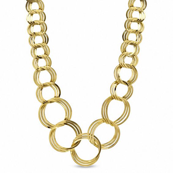 Elegance D'Italia™ Graduated Circle Link Necklace in Bronze with 14K Gold Plate