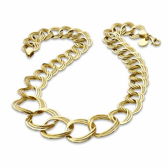 Elegance D'Italia™ Graduated Circle Link Necklace in Bronze with 14K Gold Plate