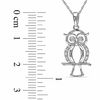 Thumbnail Image 1 of Diamond Accent Owl Pendant in 10K White Gold - 17"