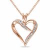 Thumbnail Image 0 of Diamond Accent Heart-Shaped Ribbon Pendant in Rose Sterling Silver