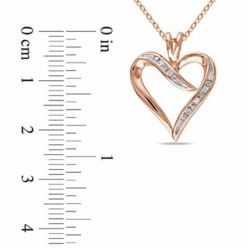 Diamond Accent Heart-Shaped Ribbon Pendant in Rose Sterling Silver|Peoples Jewellers