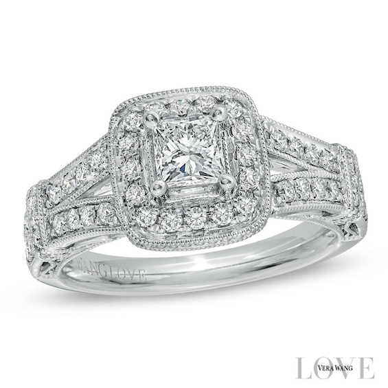 Vera Wang Love Collection 1.00 CT. T.W. Princess-Cut Diamond Ring in 14K White Gold