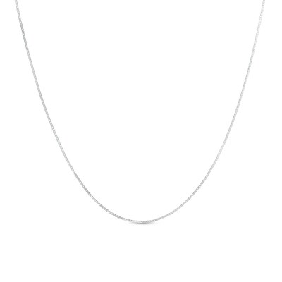 0.7mm Box Chain Necklace in Solid 14K White Gold - 18"