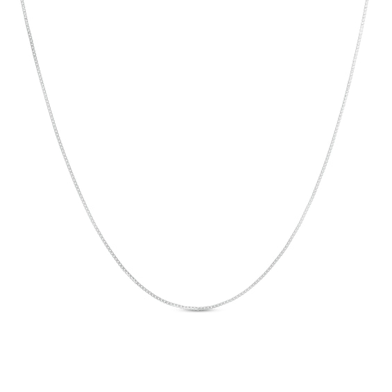 0.7mm Box Chain Necklace in Solid 14K White Gold - 18"