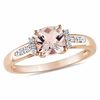 Thumbnail Image 0 of 6.0mm Cushion-Cut Pink Morganite and Diamond Accent Ring in 10K Rose Gold