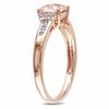 Thumbnail Image 1 of 6.0mm Cushion-Cut Pink Morganite and Diamond Accent Ring in 10K Rose Gold