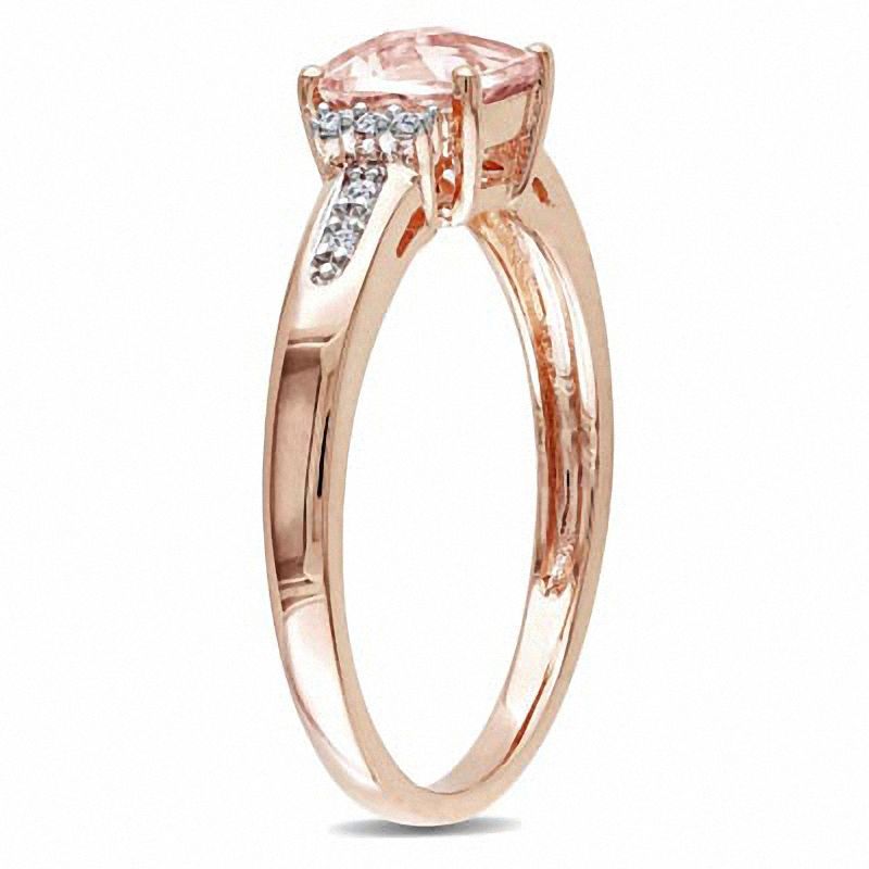 6.0mm Cushion-Cut Pink Morganite and Diamond Accent Ring in 10K Rose Gold|Peoples Jewellers