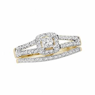 0.50 CT. T.W. Princess-Cut Diamond Bridal Set in 14K Gold