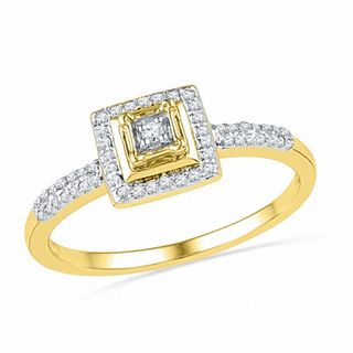 0.33 CT. T.W. Diamond Square Frame Bridal Set in 10K Gold