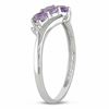 Thumbnail Image 1 of Amethyst and Diamond Accent Three Stone Slant Ring in 10K White Gold