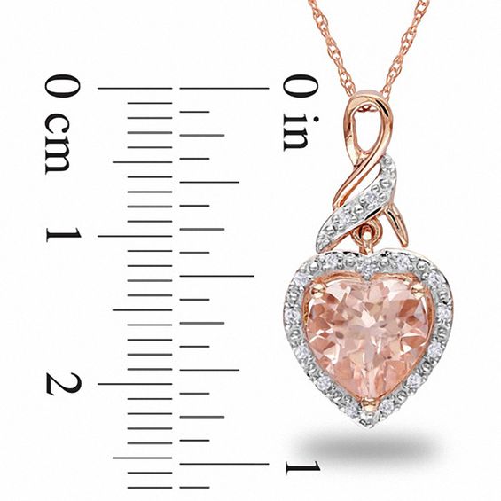 8.0mm Heart-Shaped Pink Morganite and Diamond Accent Pendant in 10K Rose Gold - 17"