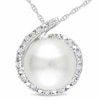 Thumbnail Image 0 of 8.0-8.5mm Freshwater Cultured Pearl and 0.065 CT. T.W. Diamond Pendant in 10K White Gold-17"