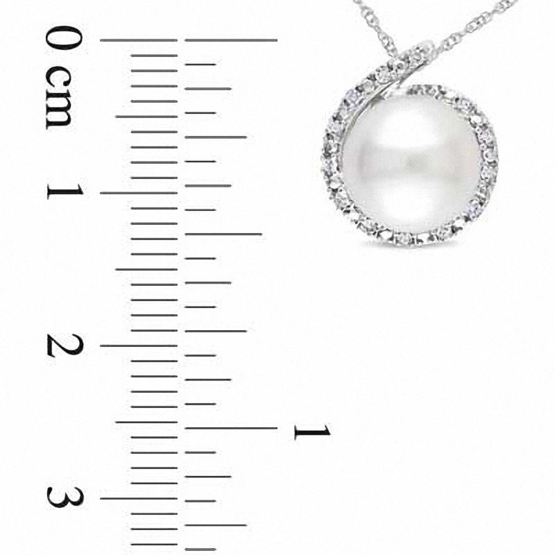 8.0-8.5mm Freshwater Cultured Pearl and 0.065 CT. T.W. Diamond Pendant in 10K White Gold-17"|Peoples Jewellers