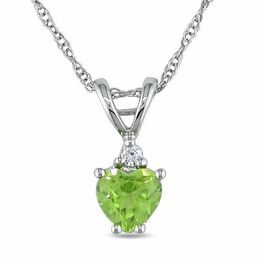 5.0mm Heart-Shaped Peridot and Diamond Accent Pendant in 10K White Gold - 17&quot;