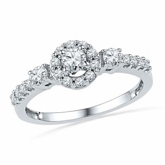 0.50 CT. T.W. Diamond Frame Ring in 10K White Gold