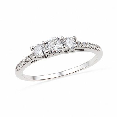 0.50 CT. T.W. Diamond Three Stone Ring in 10K White Gold