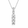 1.00 CT. T.W. Diamond Three Stone Linear Pendant with Heart Accents in 10K White Gold