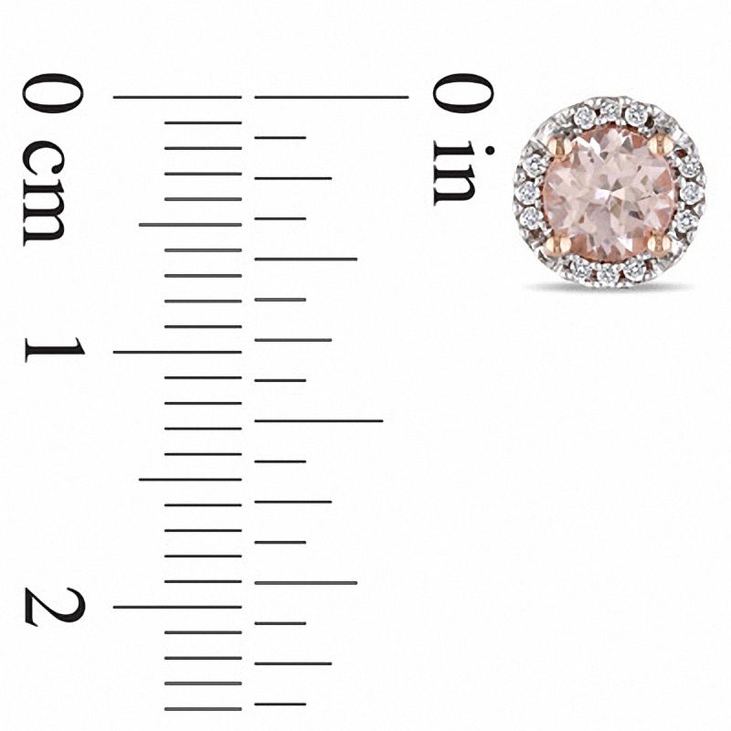 5.0mm Morganite and Diamond Accent Frame Stud Earrings in 10K Rose Gold|Peoples Jewellers