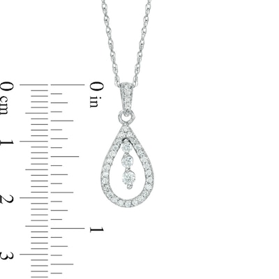 0.25 CT. T.W. Diamond Three Stone Teardrop-Shaped Pendant in 10K White Gold