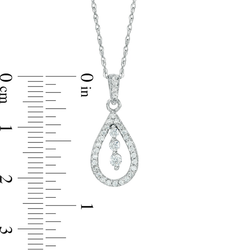 0.25 CT. T.W. Diamond Three Stone Teardrop-Shaped Pendant in 10K White Gold|Peoples Jewellers