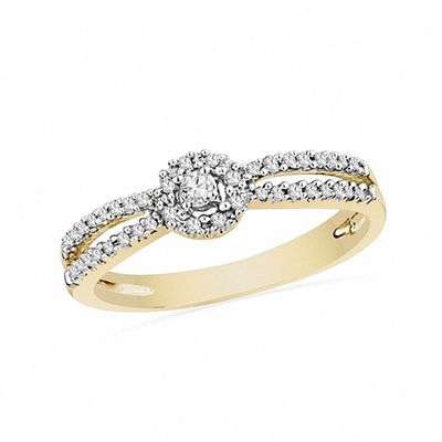 0.16 CT. T.W. Diamond Split Shank Promise Ring in 10K Gold