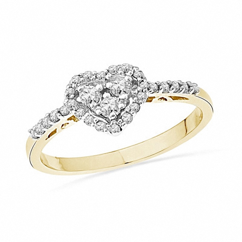 0.33 CT. T.W. Diamond Heart-Shaped Frame Ring in 10K Gold|Peoples Jewellers