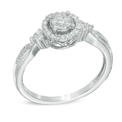 0.20 CT. T.W. Diamond Cluster Promise Ring in 10K White Gold