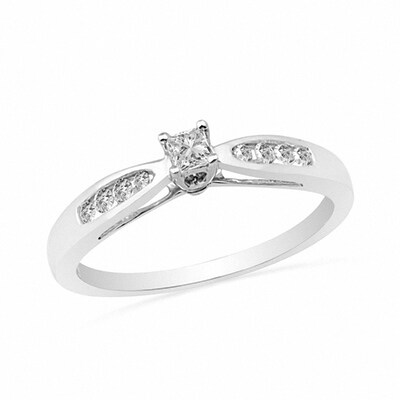 0.20 CT. T.W. Princess-Cut Diamond Promise Ring in 10K White Gold