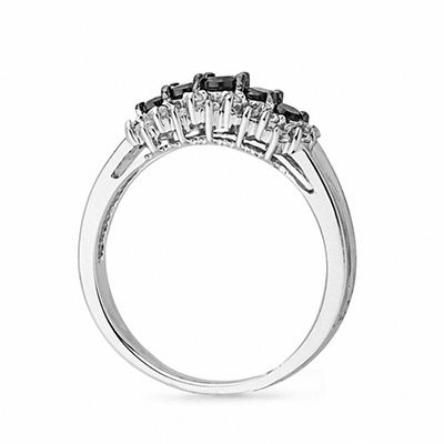 0.50 CT. T.W. Enhanced Black and White Diamond Five Stone Ring in 10K White Gold