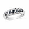 0.50 CT. T.W. Blue and White Diamond Stripe Band in 10K White Gold