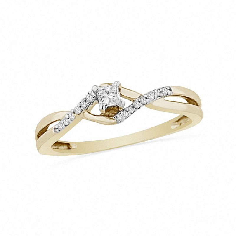 0.16 CT. T.W. Princess-Cut Diamond Promise Ring in 10K Gold