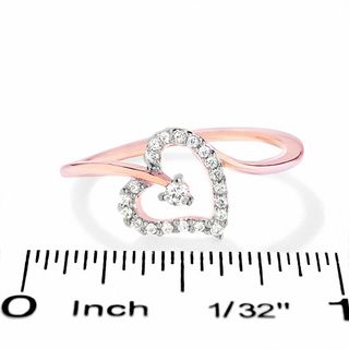 0.16 CT. T.W. Diamond Tilted Heart Ring in 10K Rose Gold