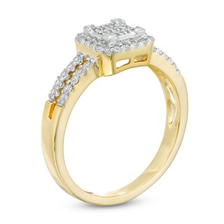 0.25 CT. T.W. Square Multi-Diamond Frame Promise Ring in 10K Gold