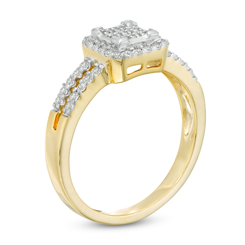 0.25 CT. T.W. Square Multi-Diamond Frame Promise Ring in 10K Gold|Peoples Jewellers