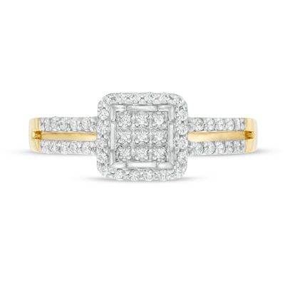 0.25 CT. T.W. Square Multi-Diamond Frame Promise Ring in 10K Gold