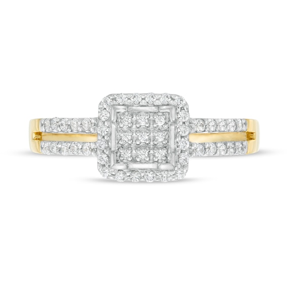 0.25 CT. T.W. Square Multi-Diamond Frame Promise Ring in 10K Gold