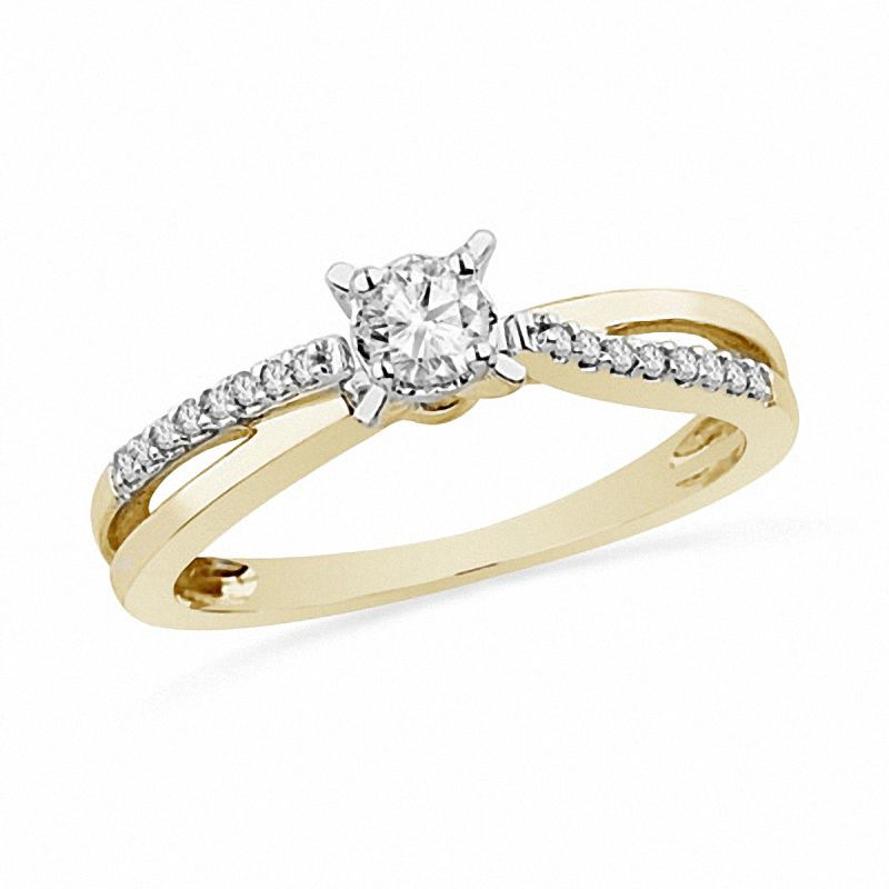 0.25 CT. T.W. Diamond Split Shank Promise Ring in 10K Gold|Peoples Jewellers