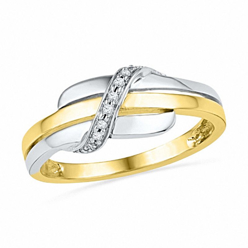 Diamond Accent Triple Row Ring in 10K Two-Tone Gold|Peoples Jewellers