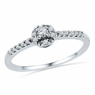 0.16 CT. T.W. Diamond Frame Promise Ring in 10K White Gold