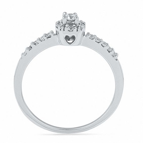 0.16 CT. T.W. Diamond Frame Promise Ring in 10K White Gold