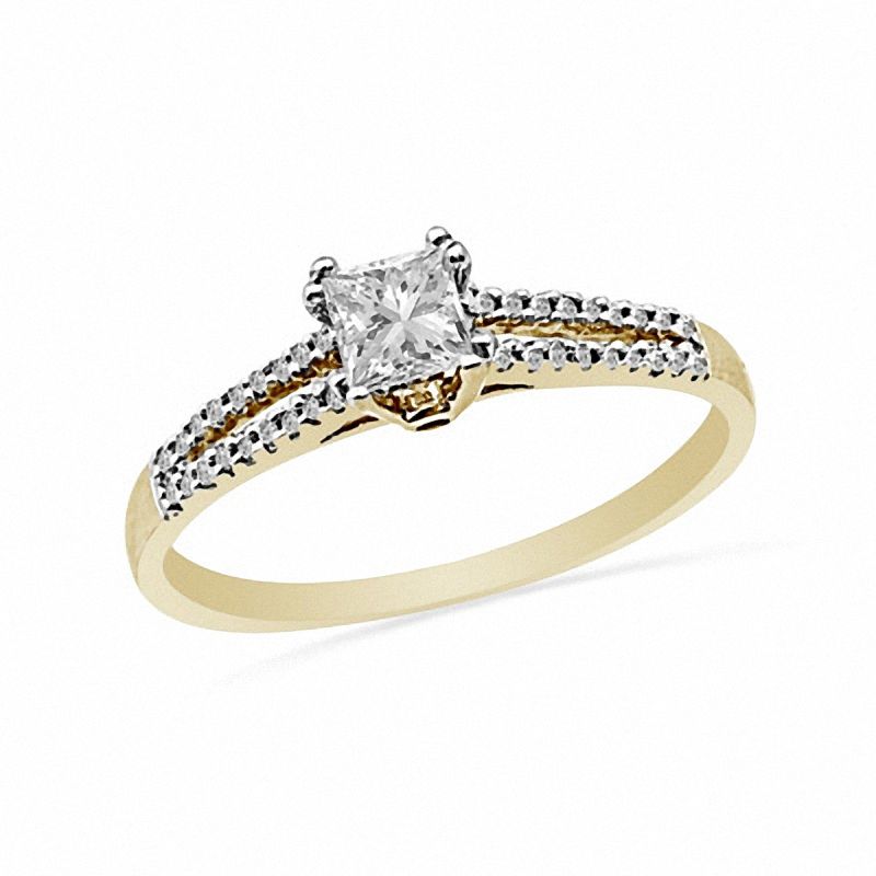 0.33 CT. T.W. Princess-Cut Diamond Engagement Ring in 10K Gold|Peoples Jewellers