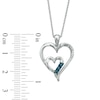 0.09 CT. T.W. Enhanced Blue and White Diamond Double Heart Pendant in Sterling Silver