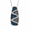 Thumbnail Image 0 of 0.49 CT. T.W. Enhanced Blue Champagne and White Diamond Zig-Zag Pendant in 10K White Gold