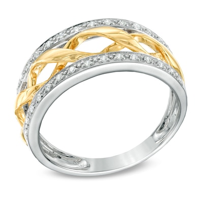 0.15 CT. T.W. Diamond Cascading Stripe Band in 10K Two-Tone Gold