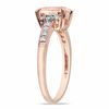 Thumbnail Image 1 of Oval Morganite and 0.07 CT. T.W. Diamond Engagement Ring in Sterling Silver with Rose Rhodium