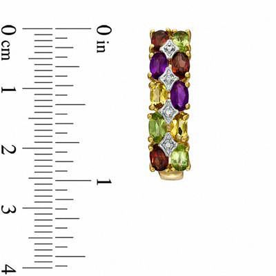 Multi-Gemstone and Diamond Accent Hoop Earrings in Sterling Silver with 18K Gold Plate