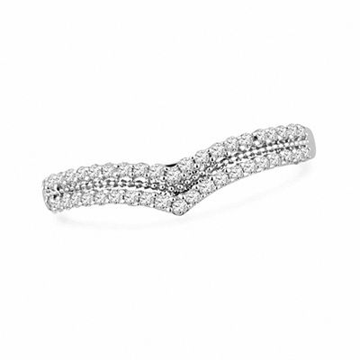 0.25 CT. T.W. Diamond Double Row Contour Band in 10K White Gold