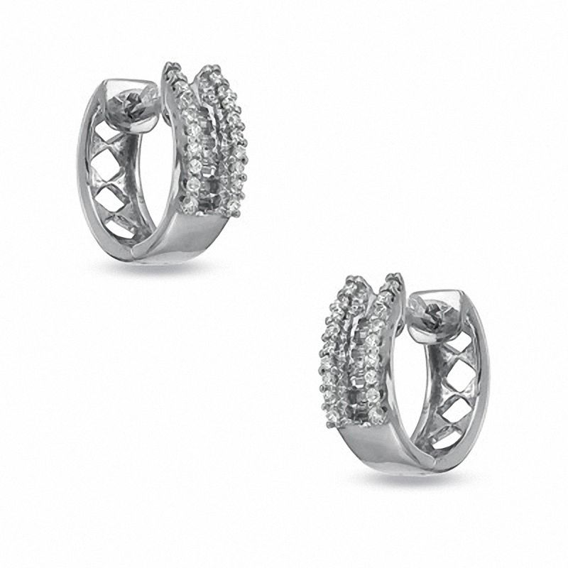 0.25 CT. T.W. Diamond Huggie Earrings in 10K White Gold|Peoples Jewellers