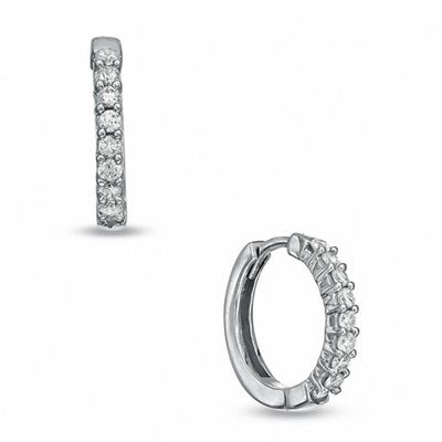 0.50 CT. T.W. Diamond Hoop Earrings in 10K White Gold